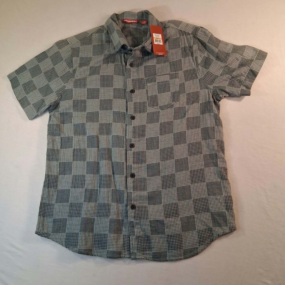 Unionbay Bradley Men S Gauze Button Up Shirt Snowy Pine Check Plaid SS NWT